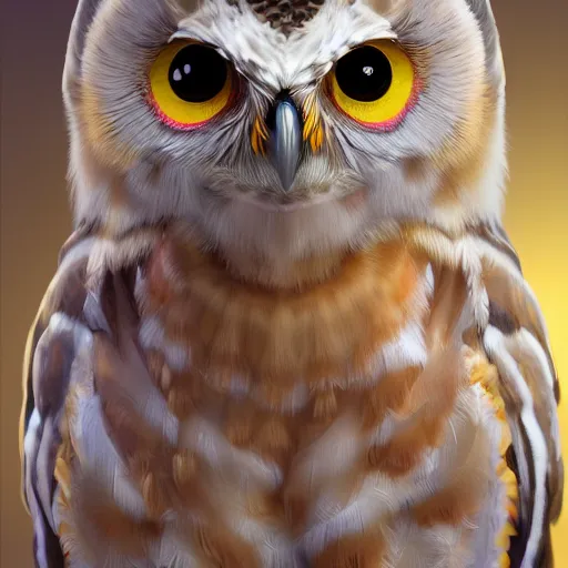 Prompt: stylized 3 d cgportrait of a crystallized owl, hyper detailed, digital art, trending in artstation, cinematic lighting, studio quality, smooth render, unreal engine 5 rendered, octane rendered, behance art style by klimt and nixeu and ian sprigger and wlop, pixar,
