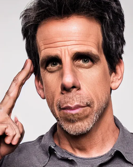 Prompt: Fully-clothed full-body portrait of Ben Stiller as a model, XF IQ4, 50mm, F1.4, studio lighting, professional, 8K