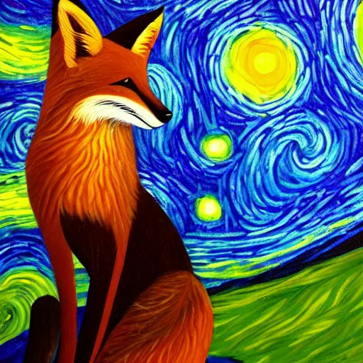 A Painting Of A Fox In The Style Of Starry Night Stable Diffusion OpenArt