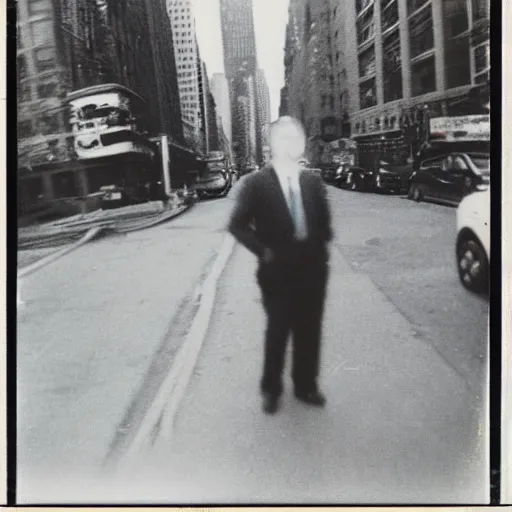 Prompt: lennie briscoe at a crime scene in new york city, faded, scratched polaroid