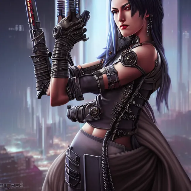 Image similar to cyberpunk maid warrior artgerm anne stokes highly detailed 8 k hdr smooth sharp focus high resolution award - winning photo photorealistic