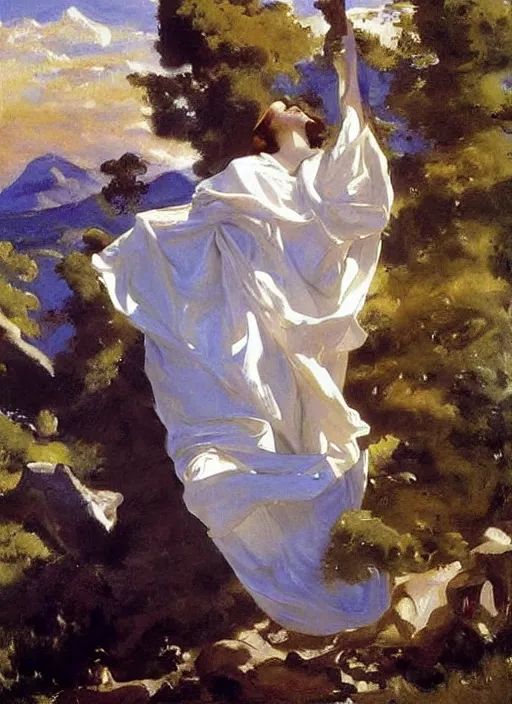 Image similar to a painting so beautiful and universally loved it creates peace on earth, profound epiphany, by john singer sargent