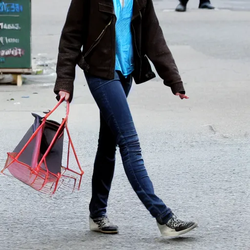 Prompt: emma watson while is throwing out in the street