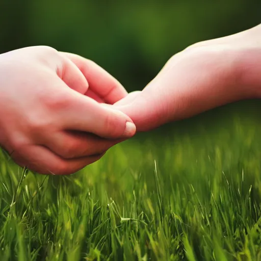 Prompt: cinematic shot of a hand touching grass