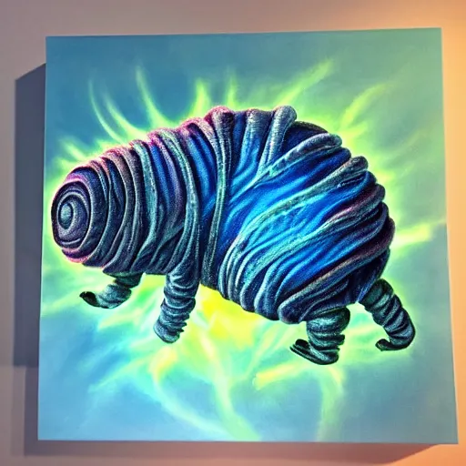 Prompt: luminescent colorful detailed airbrush painting of a tardigrade!!! detailed 4 k