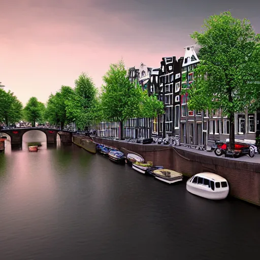 Prompt: amsterdam, future concept render, 2050