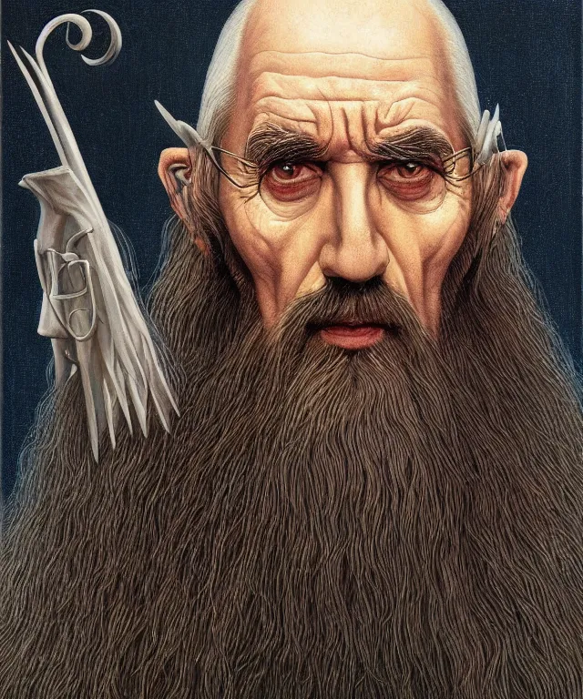 Prompt: portrait of Saruman in Breaking Bad, lowbrow painting by Mark Ryden