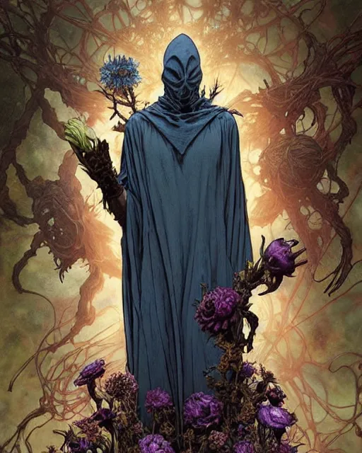 Prompt: the platonic ideal of flowers, rotting, insects and praying of cletus kasady ultimate carnage thanos dementor doctor manhattan chtulu nazgul bioshock davinci, d & d, detailed, intricate, hyperrealism, intense, scary, decay, dmt, art by brock hofer and artgerm and greg rutkowski and alphonse mucha