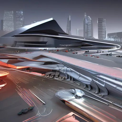 Prompt: sci-fi cars in center and wall near structure on the coronation of napoleon painting and digital billboard in the middle and everything in style of zaha hadid and suprematism forms unreal engine 5 keyshot octane artstation trending ultra high detail ultra photo realistic 8k 16k in plastic dark tilt shift