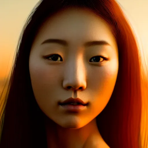 Image similar to photographic portrait of a stunningly beautiful asian renaissance female in soft dreamy light at sunset, beside the river, soft focus, contemporary fashion shoot, in a denis villeneuve and tim burton movie, by edward robert hughes, annie leibovitz and steve mccurry, david lazar, jimmy nelsson, extremely detailed, breathtaking, hyperrealistic, perfect face, octane render