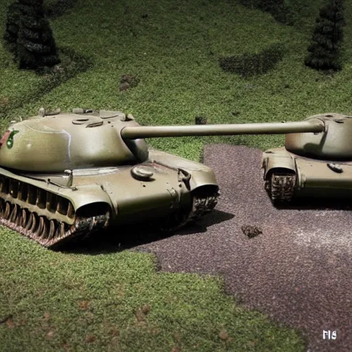 Image similar to Photo of a tank duel between a T34 and King Tiger