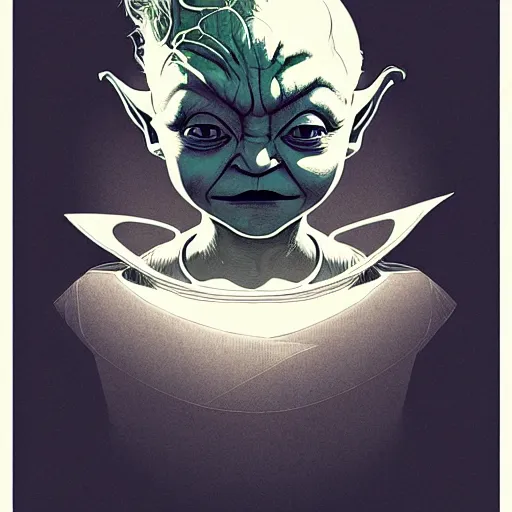 Prompt: portrait top light, by killian eng and joe fenton and martin deschambault and conrad roset, inspired by baby yoda, etching, fine, sharp high detail,