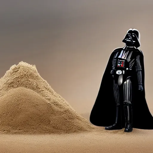 Image similar to darth vader attacking a pile of sand