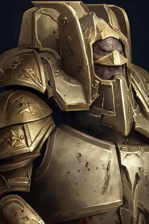 Image similar to armor portrait heros warhammer 4 0 k horus heresy fanart - the primarchs emperor by johannes helgeson animated with vfx concept artist & illustrator global illumination ray tracing hdr fanart arstation zbrush central hardmesh 8 k octane renderer