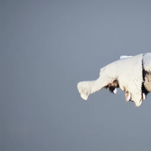 Image similar to buffalo flying with white angelic wings on its back, photograph, beautiful lightning, 4 k