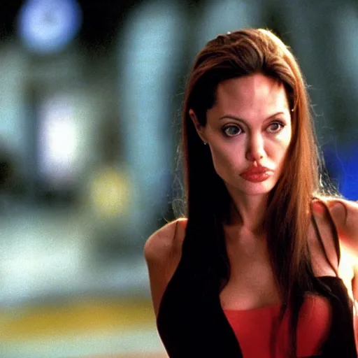 Prompt: 2 0 years old, angelina jolie in hackers 1 9 9 5