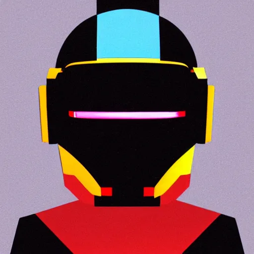 Image similar to Daft Punk inspired robot character, red lightsaber, space, star wars, retrowave, vaporwave, black cloak, concept art, arstation, award winning art by