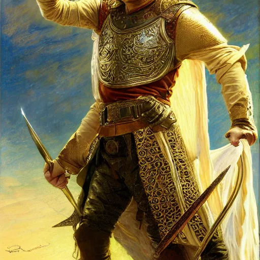 Image similar to attractive lionel messi as attractive king arthur pendragon, natural lighting, high quality, very detailed painting, by gaston bussiere, donato giancola, j. c. leyendecker