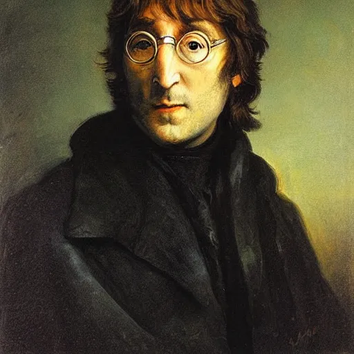 Image similar to a portrait of john lennon painted by jan matejko