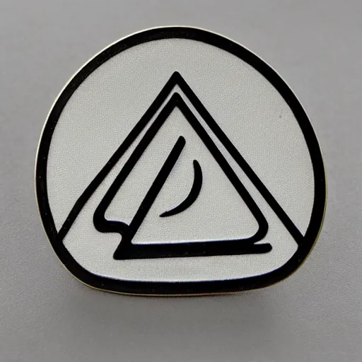 Image similar to a triangle enamel pin of a retro fire flames warning label, smooth curves