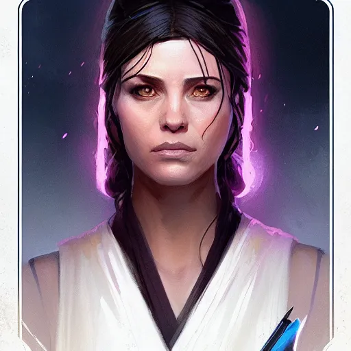 Image similar to beautiful female jedi, by greg rutkowski