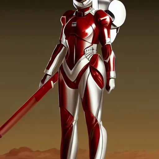 Prompt: portrait of a beautiful female soldier, no makeup, in glossy sleek white armor inspired by samus aran, long red cape, heroic posture, determined expression, no helmet, on the surface of mars, dramatic lighting, cinematic, sci-fi, hyperrealistic, detailed