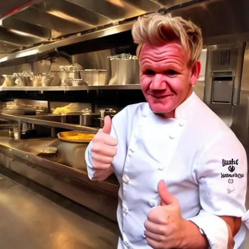 Image similar to gordon ramsay thumbs up