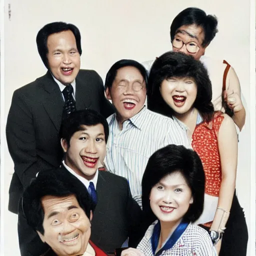 Image similar to a 1 9 8 0 s singaporean promotional poster for a sitcom