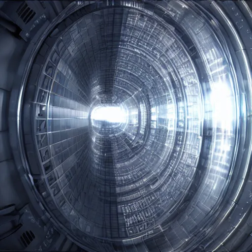 Image similar to hadron antimatter vacuum reactor. cern accelerator. high tech space age antimatter nacelle. photorealistic. 4 k. god rays. highly detailed. vray rendering. unreal engine.