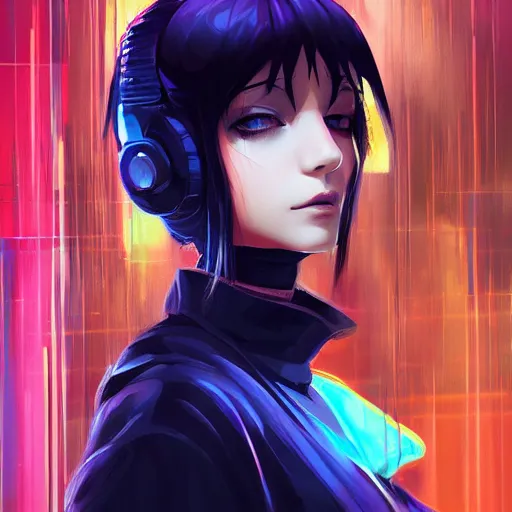 Image similar to a beautiful painting artwork portrait of jinx on a rainy night, cyberpunk, by ilya kuvshinov featured on artstation