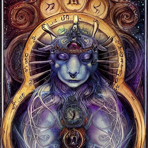 Image similar to aries zodiac artwork, mystic style, detailed, 8 k, symmetrical, by brian froud