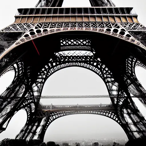 Image similar to a 3 5 mm photograph of the eiffel tower by peter lik and murad osmann,