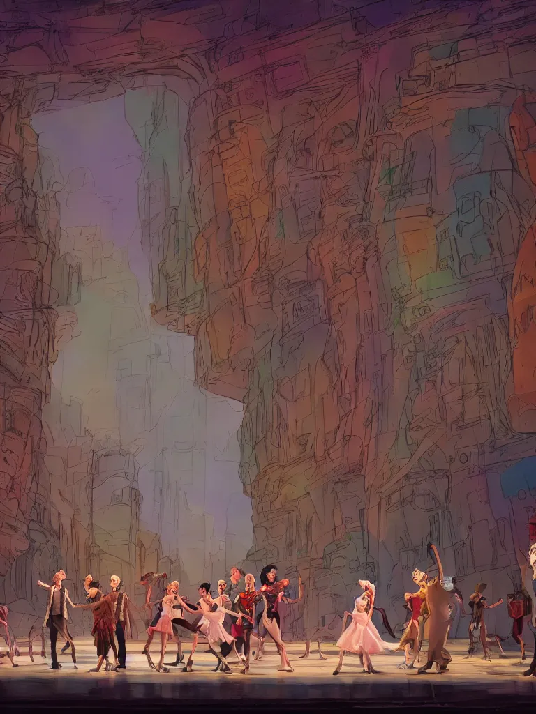 Image similar to broadway show by disney concept artists, blunt borders, rule of thirds