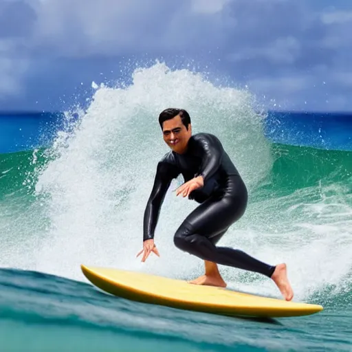 Image similar to ben shapiro surfing on Hawaii high definition, 4k