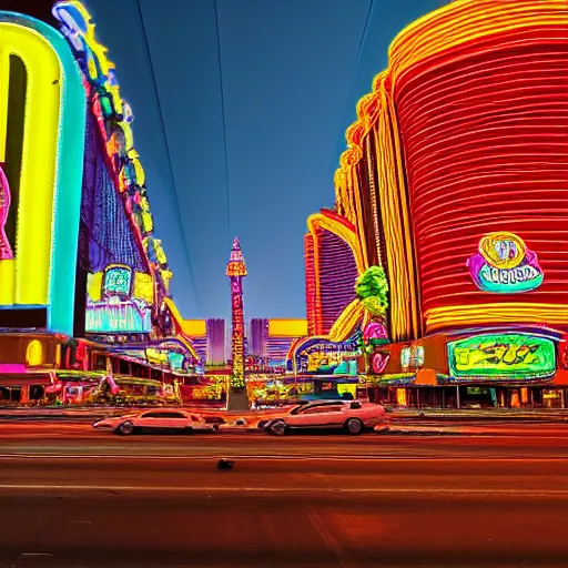 Image similar to tripping on LSD in vegas, 4K