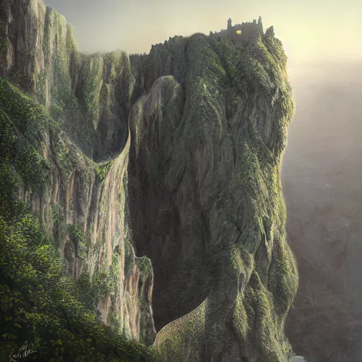 Prompt: a massive parametricmedieval castle on a cliff side above a canyon, by zdzislaw beksinski, by josip csoor, portrait, photorealistic, zaha hadid, volumetric lighting, horror, detailed, intricate, elden ring, raytrace, octane, crystal, mirror, cgscociety,