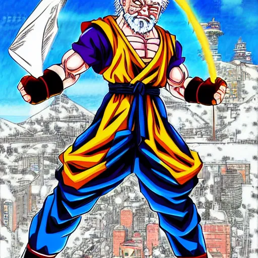 Prompt: karl marx as a asupersayan in dragon ball, digital painting by akira toriyama, very detailed