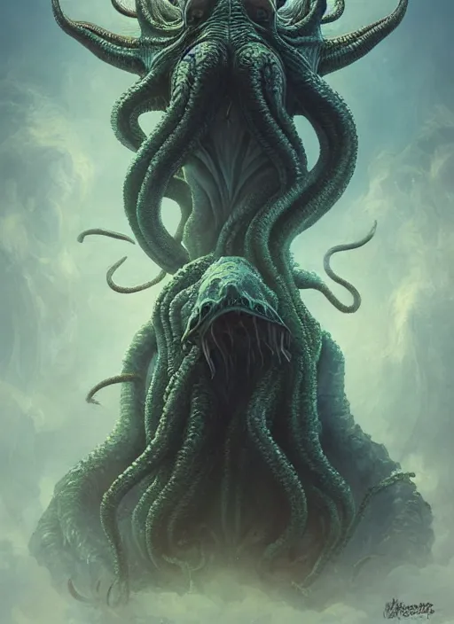 Prompt: cthulhu comprised entirely of smoke, digital art by eugene de blaas and ross tran, vibrant color scheme, highly detailed, in the style of romanticism, cinematic, artstation, greg rutkowski