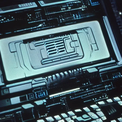 Image similar to computer display from the movie alien 1 9 7 9, close - up of computer screen only