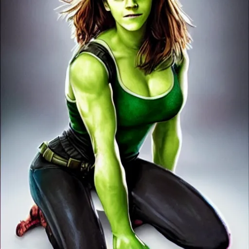 Image similar to Emma Watson as She Hulk