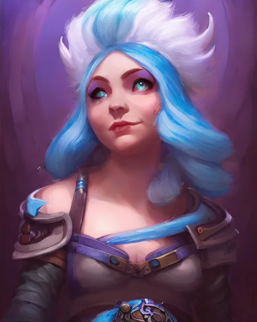 Prompt: female gnome artificer with blue hair, young adult, pretty, beautiful, dnd character art portrait, matte fantasy painting, deviantart artstation, by jason felix by steve argyle by tyler jacobson by peter mohrbacher, cinema