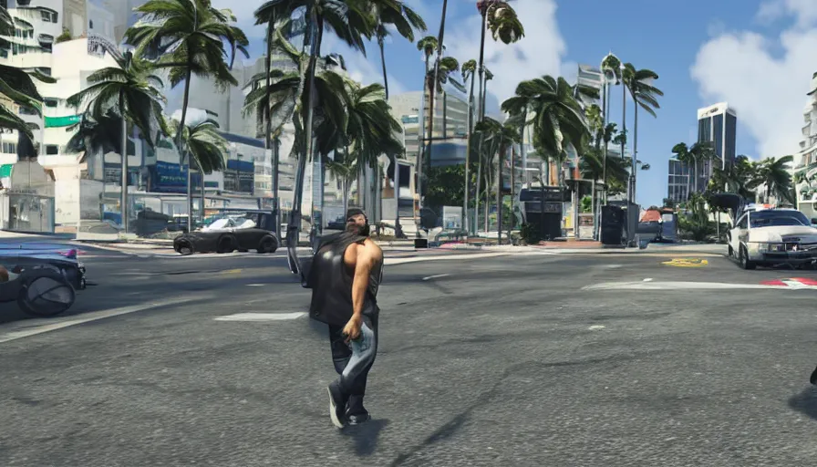 Image similar to in the streets of miami in the style of gtav