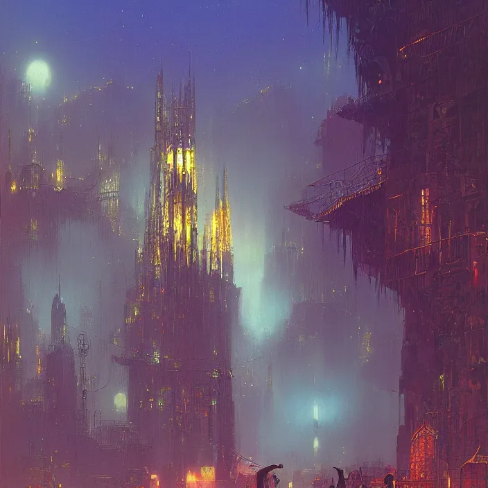 Prompt: city of light, abstract, concept art, digital painting, ornate, backlit, bokeh, deep aura, slight glow, by bruce pennington, by wayne barlowe