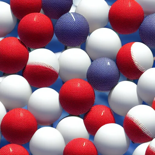 Image similar to beautiful ocean wave of white and red baseballs, 4k, surreal