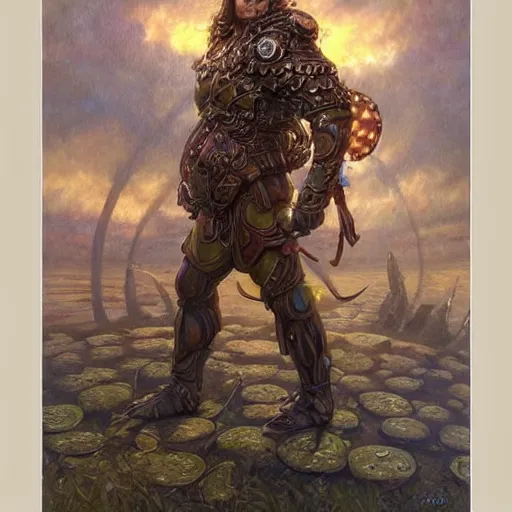 Image similar to Humanoid mushroom as a fantasy D&D character, full body art by Donato Giancola and James Gurney, digital art, trending on artstation