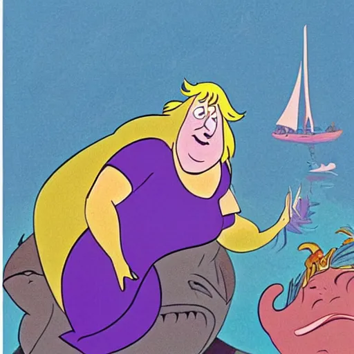Prompt: ( boris johnson ) as ursula from the little mermaid, 1 9 8 9 disney, cartoon,