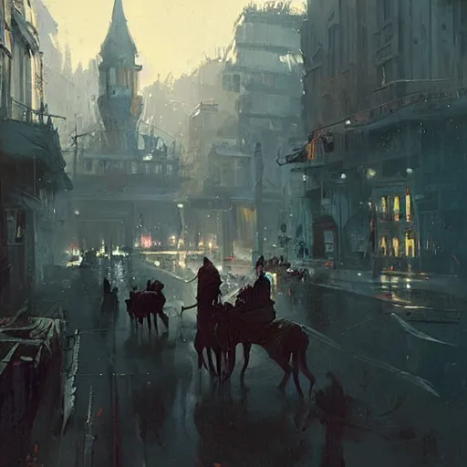 Prompt: western city, duel, paint by greg rutkowski