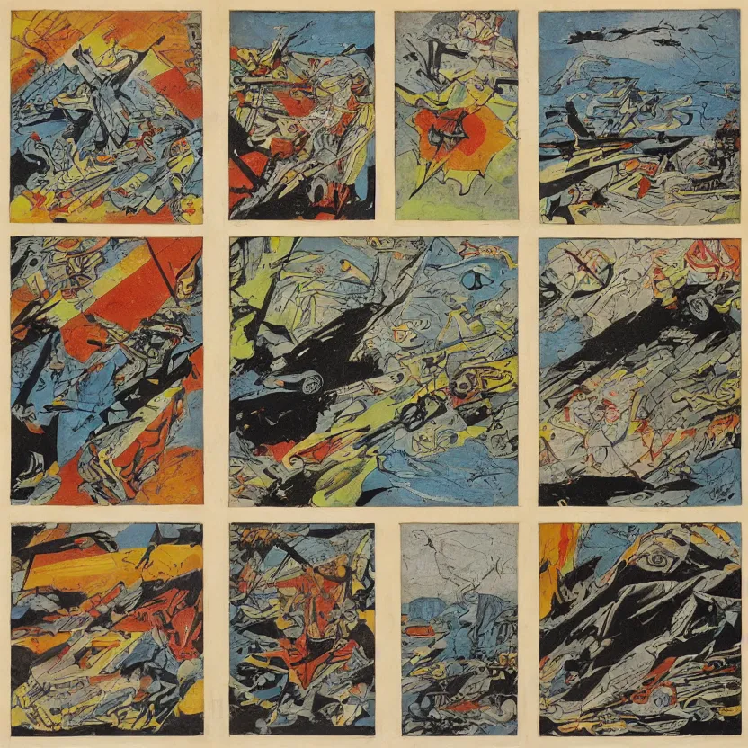 Image similar to quadtych depicting nuclear war