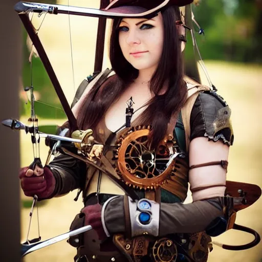 Prompt: photo of a female steampunk archer - n 6