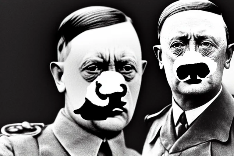 Image similar to hitler with pig's nose on face historical photo in color